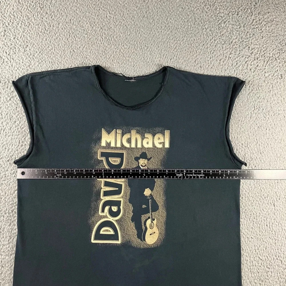 Country Music Graphic Tee Men‎ XL Black Sleeveless Distressed Biker Edgy Western